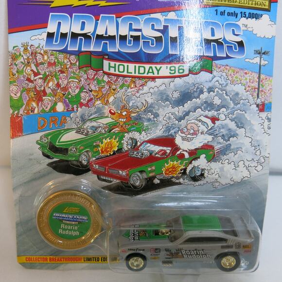 Vintage Johnny Lightning Dragster Car NEW Holiday 1996 Roaring Rudolph Limited - Picture 4 of 9